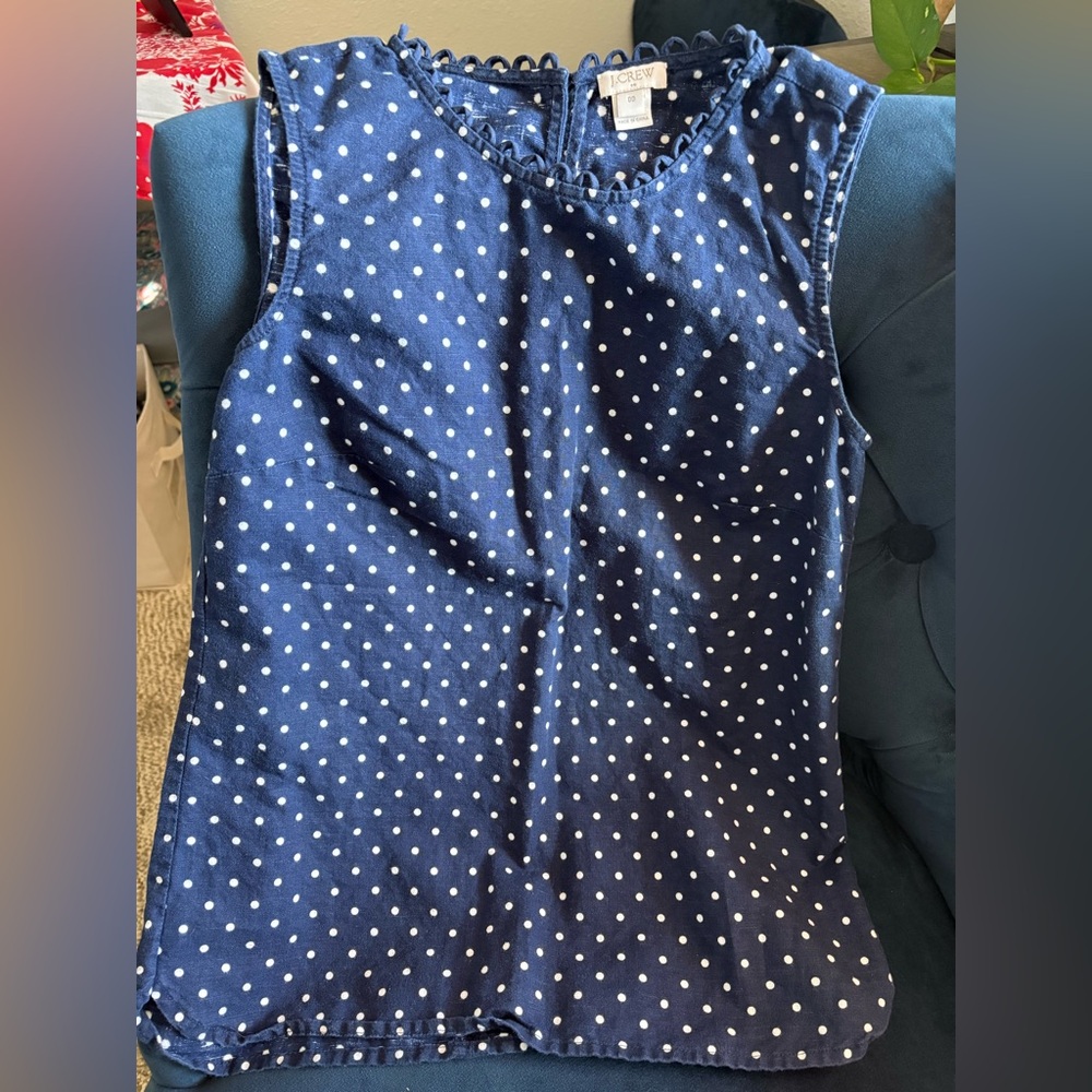 J.Crew Factory Navy Polka Dot Sleeveless Top 00